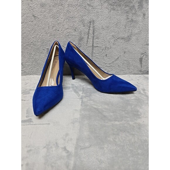 NWOB Dream Pairs Womens Shoes Heels Royal Blue Size 10 Velour Feel Party Wedding - Picture 1 of 6